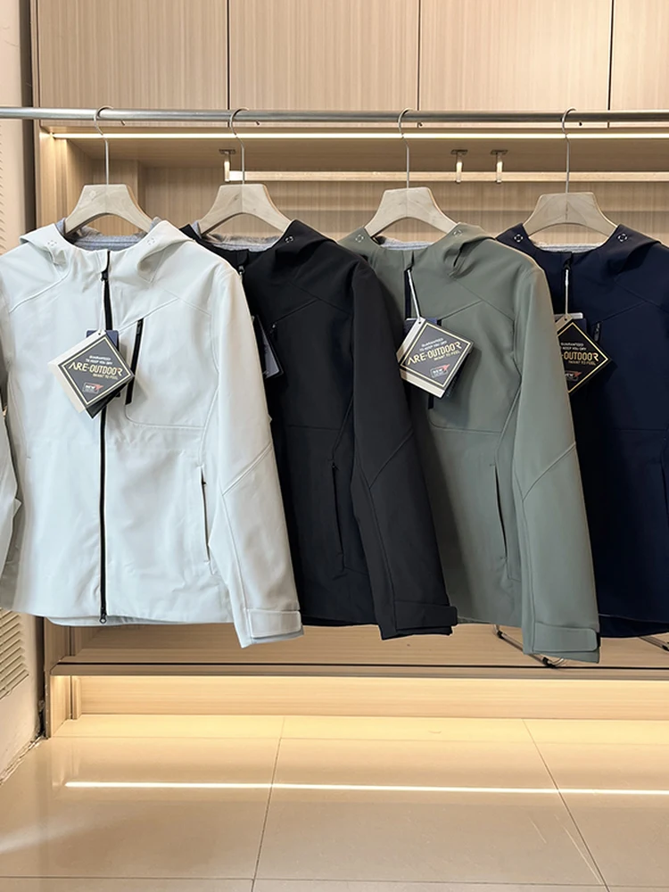 

High Quali Outdoor Climbing Jaet ex Stand Fit Heat Sed Waterproof Nylon Polyester Blend Long Sve Hooded Jaet