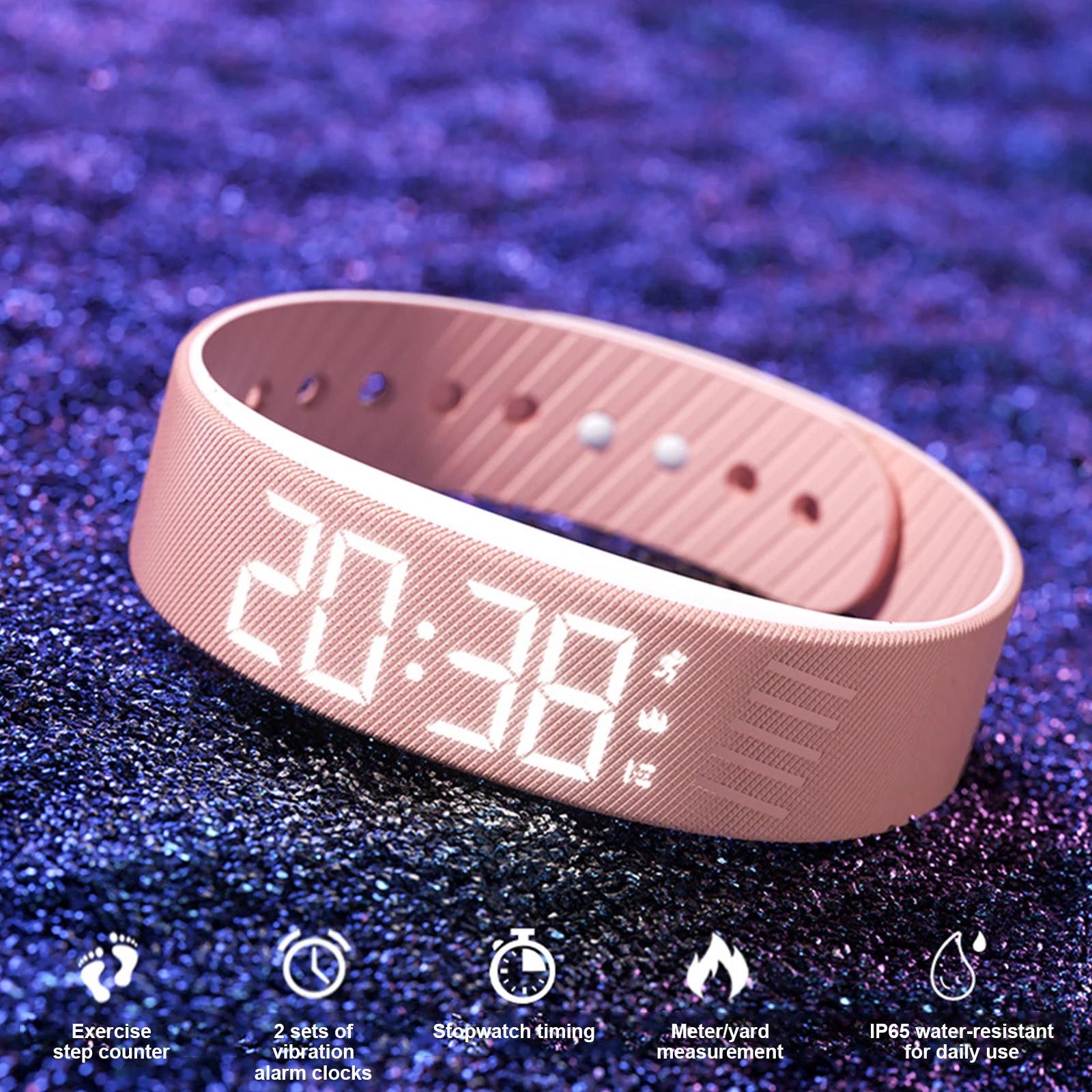 Silent Wrist Shock Bands Waterproof Silent Vibration Alarm Watch with Step Counter Pedometer for Heavy Sleepers Men & Women