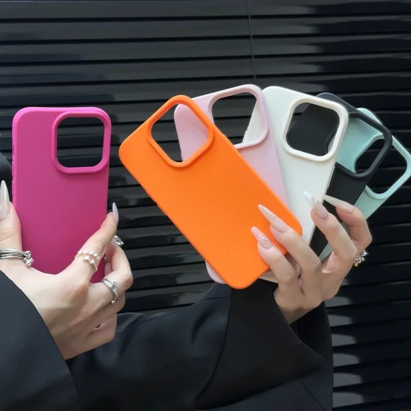 Funda de silicona suave con patrón de lichi para iPhone, carcasa a prueba de golpes para iPhone 11, 12, 13, 14, 15, 16 Pro Max Plus, X, XS, XR