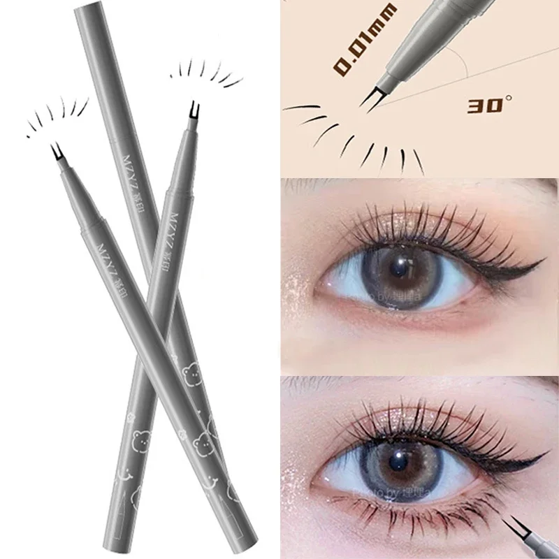 New Lower Eyelash Pencil Two Claw Liquid Eyeliner Waterproof Quick Dry Smooth Eye Liner Ultra-thin 2 Fork Eyebrow Tattoo Pencil