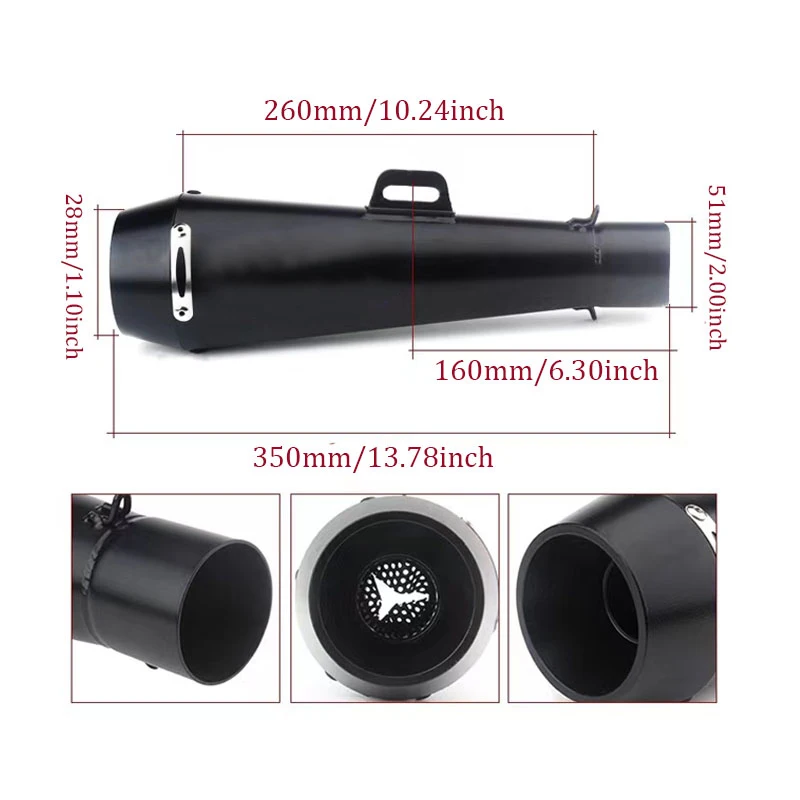 Slip on 51MM Motorcycle Exhaust Pipe Escape GP Moto Pot Muffler For Scooter Motocross Dirt Bike Moto 300cc 600cc 1000cc