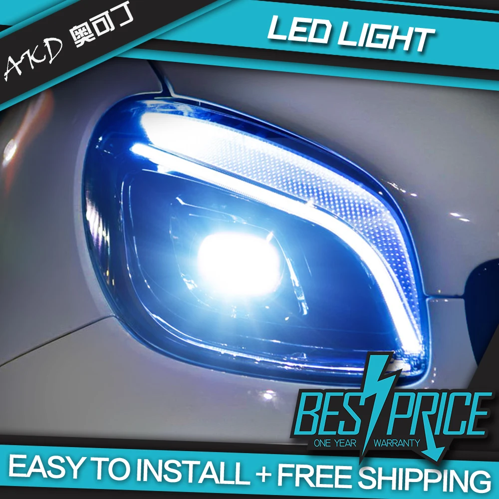 AKD Car Styling Head Lamp for Smart Headlights 2015-2020 Smart W453 LED Headlight LED DRL Hid Bi Xenon Auto Accessories