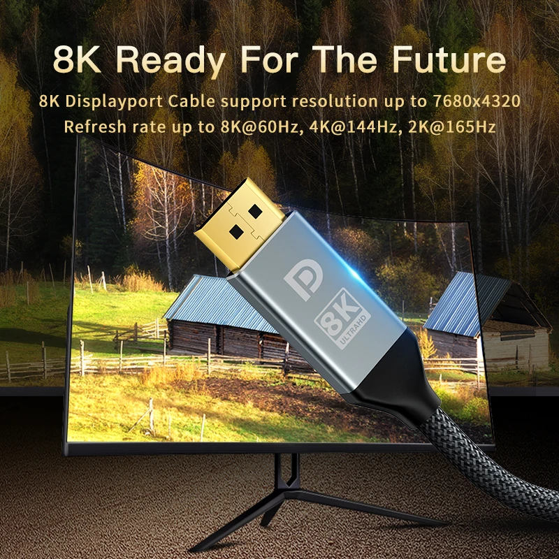 اختيار Displayport كابل 8K DP1.4 144 هرتز فيديو الصوت كابل ل Xiaomi TV Box PC شاشة الكمبيوتر المحمول لعبة فيديو DP كابل عرض ميناء