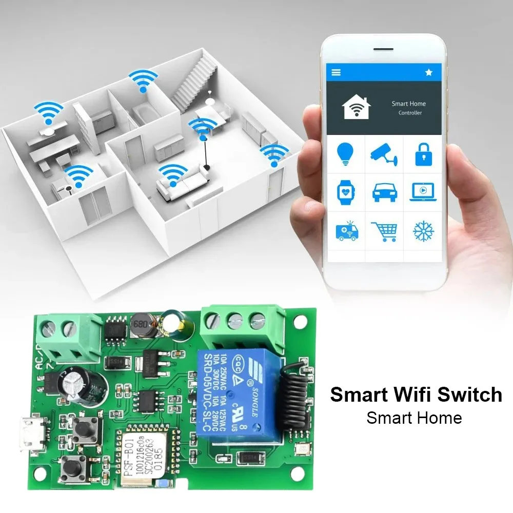 Ewelink WIFI RF 7-32v Garage Door Opener Module Sliding Gate Controller Smart Switch  Alexa Googole Home