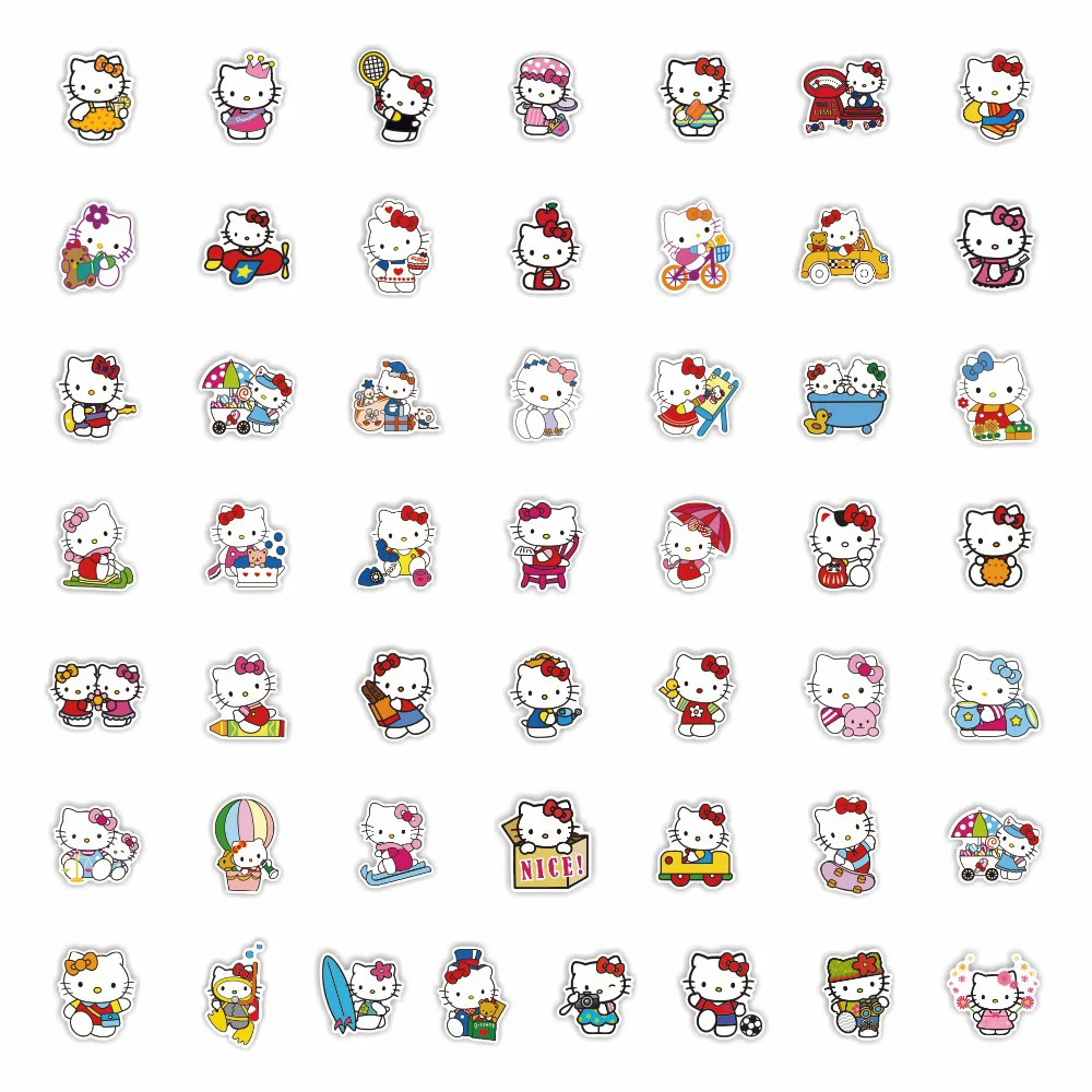 10/30/50pcs Kawaii Hello Kitty Stickers Cute Cartoon Graffiti Sticker Phone Case Water Bottle Notebook Sanrio Decal for Kids Toy