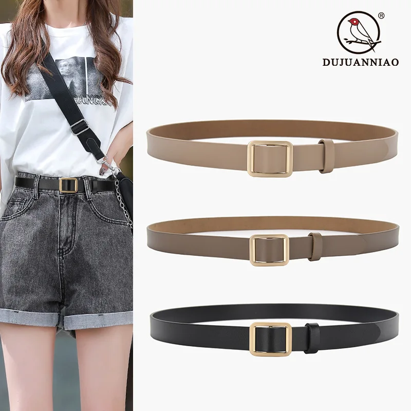 

Non Perforated Square Buckle Is Suitable for All Sizes Below 105. Leather Casual and Versatile Cowhide Women's Lazy Belt