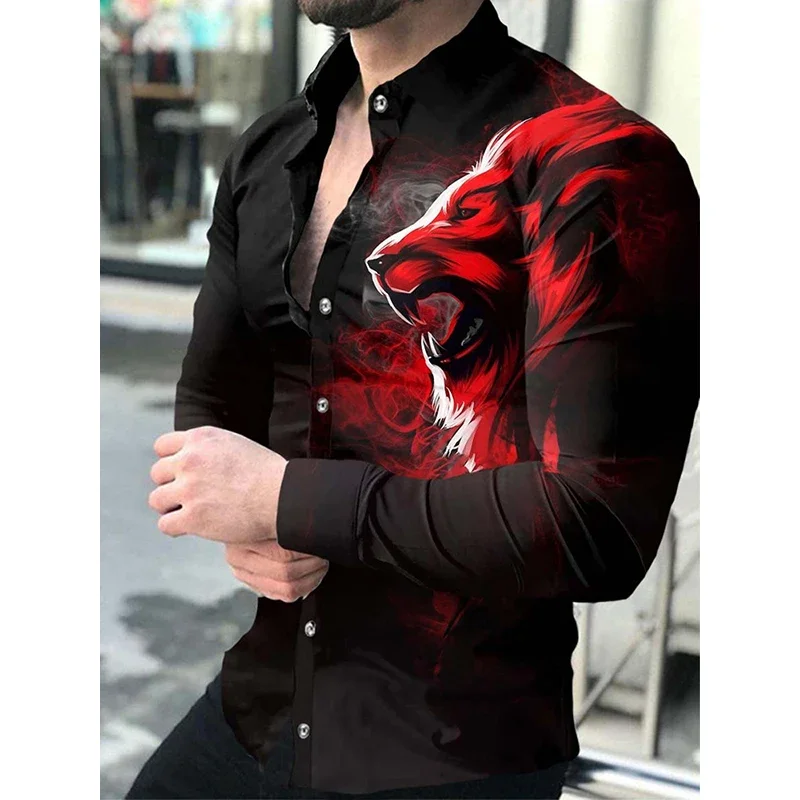 

Newspaper Text Art Fashion Luxury Party Evening Dress Shirt Lapel Button Down Shirt Casual Print Men's Long Sleeve Shirts