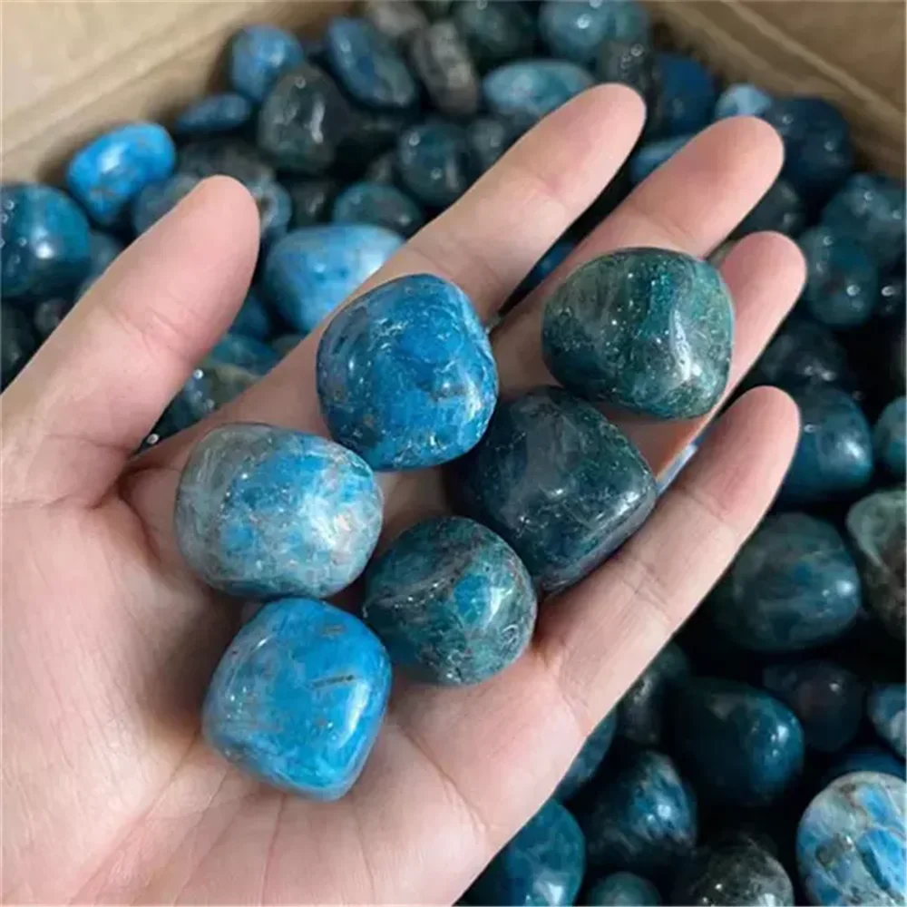Natural Blue Apatite Stone Tumbled Polished Crystal Pebble Healing Chakra Reiki Home Energy Decoration Collection