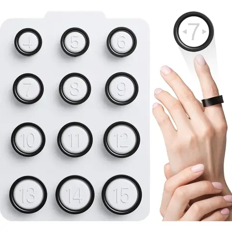 Ring Sizing Kit, 12 Pieces Ring Sizer & Smart Ring Finger Gauge, Professional Set for Oura Ring, Sizes 4 to 15, Black