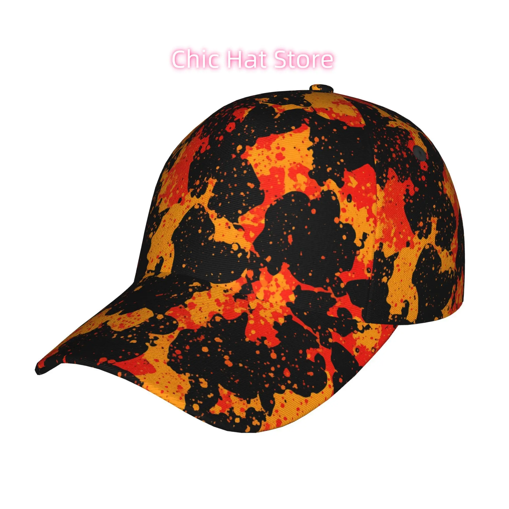Abstract Orange Red Black Pattern, Fashionable Printed Baseball Cap, Curved Brim Baseball Cap, Sports Running Cap, Adjustable Ba