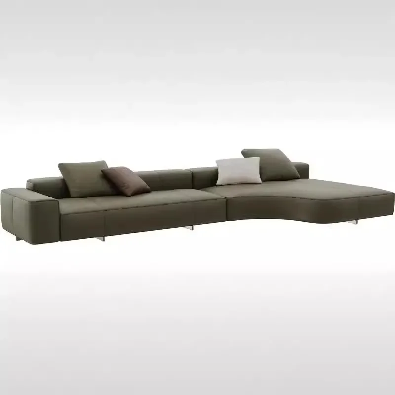 Sofa Italian minimalist first layer cowhide, Nordic living ro om straight row multi-module combinat ion