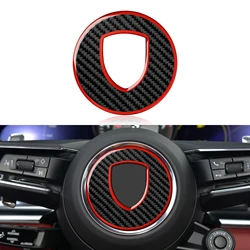 Car Steering Wheel Decal for Porsche 911 Panamera Cayenne 718 Boxster Taycan Accessories Carbon Fiber Logo Emblem Stickers