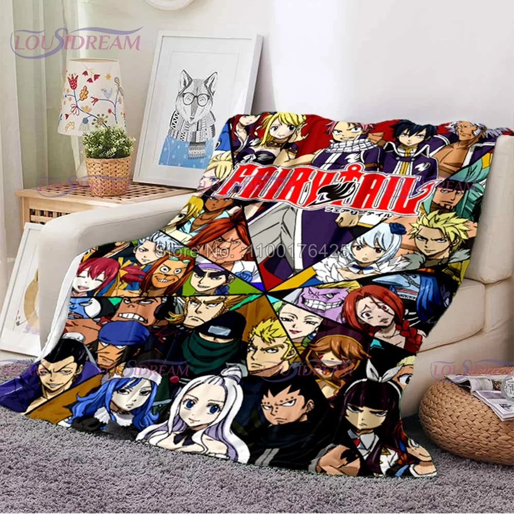 Flannel Throw Blanket Fairy Tail Coral Plush Travel Blankets Car Sofa Cover Bedroom Decor for Couch Dorm Room Sleeping Blanket