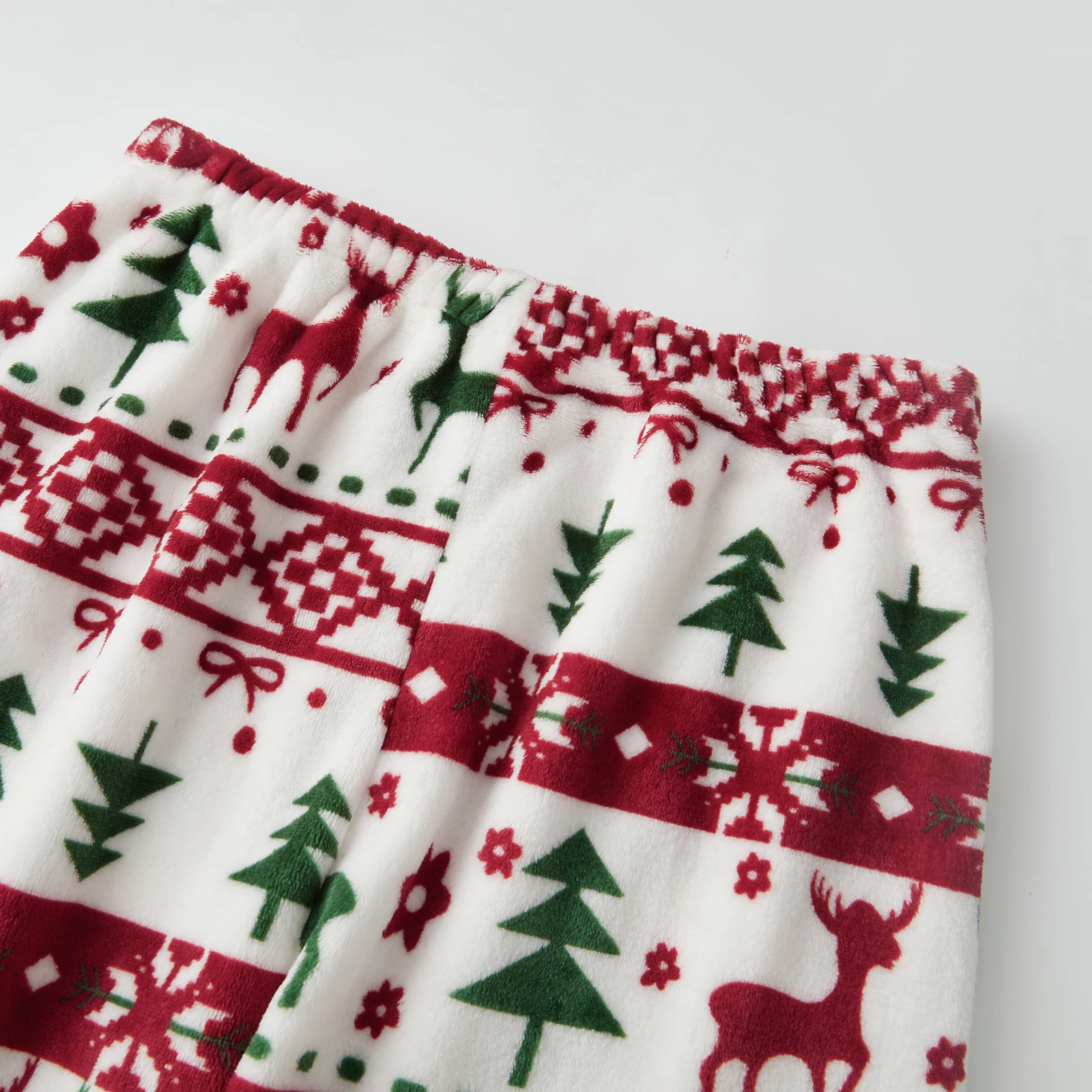 طقم صالة نسائي مكون من قطعتين بأكمام طويلة ورقبة دائرية ومطرز بالأيائل وسراويل قطيفة شتوية دافئة ملابس نوم لعيد الميلاد #4