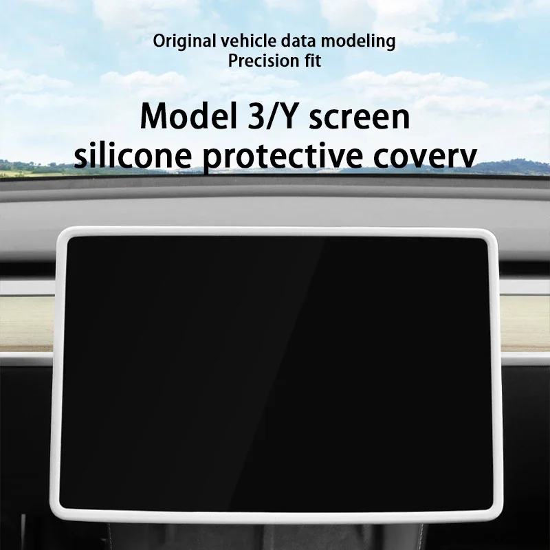 For Tesla Model 3 / Y Waterproof Silicone Protective Navigation Cover Sleeve Screen Protector Frame Auto Interior Accessories