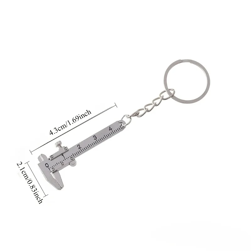 2pcs Car Enthusiast Keychains, Portable Vernier Caliper Mini Pocket Caliper Pendant, Precision Measuring Mechanical Caliper