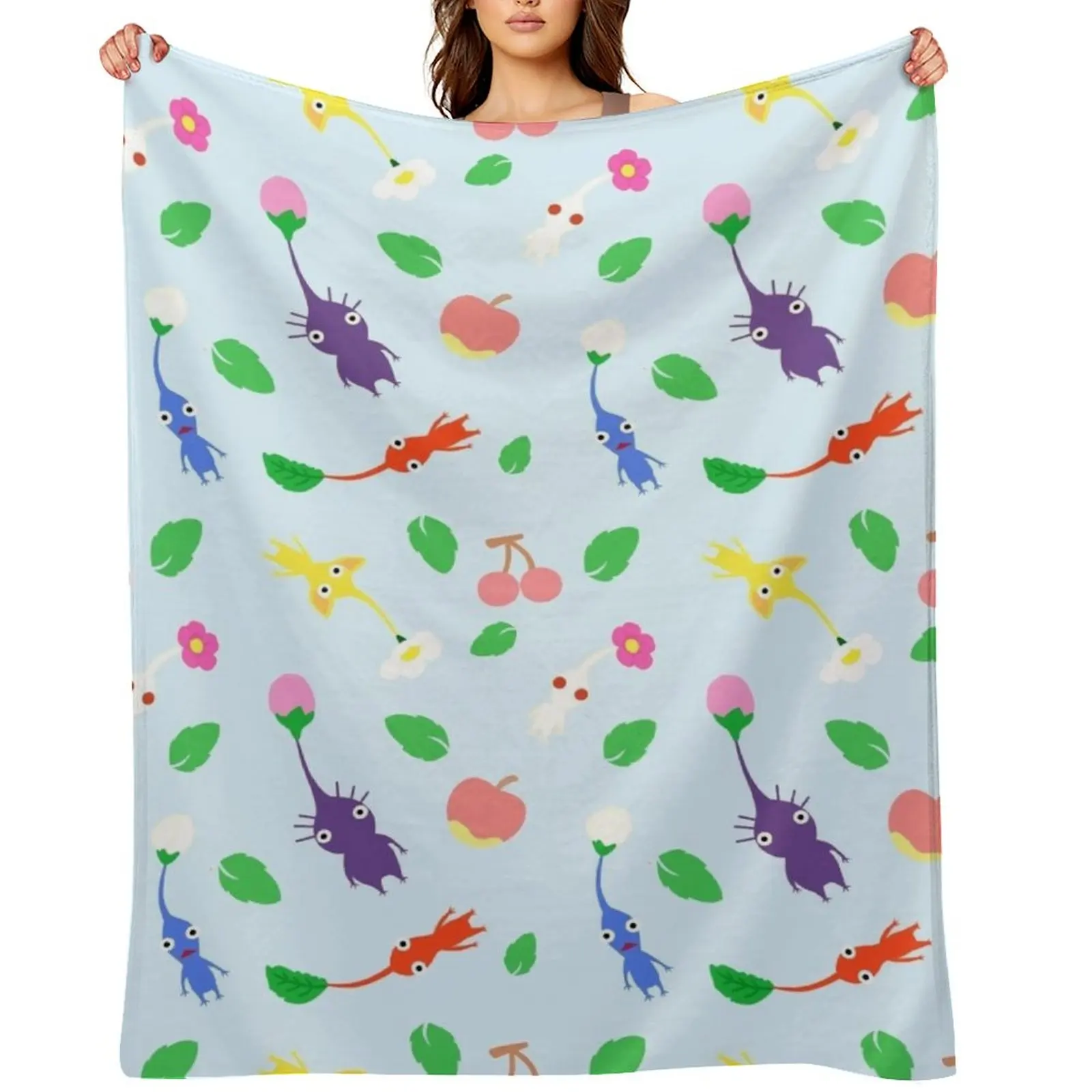 

cute pikmin pattern blue Throw Blanket Sofa Retros Luxury St Fashion Sofas Blankets