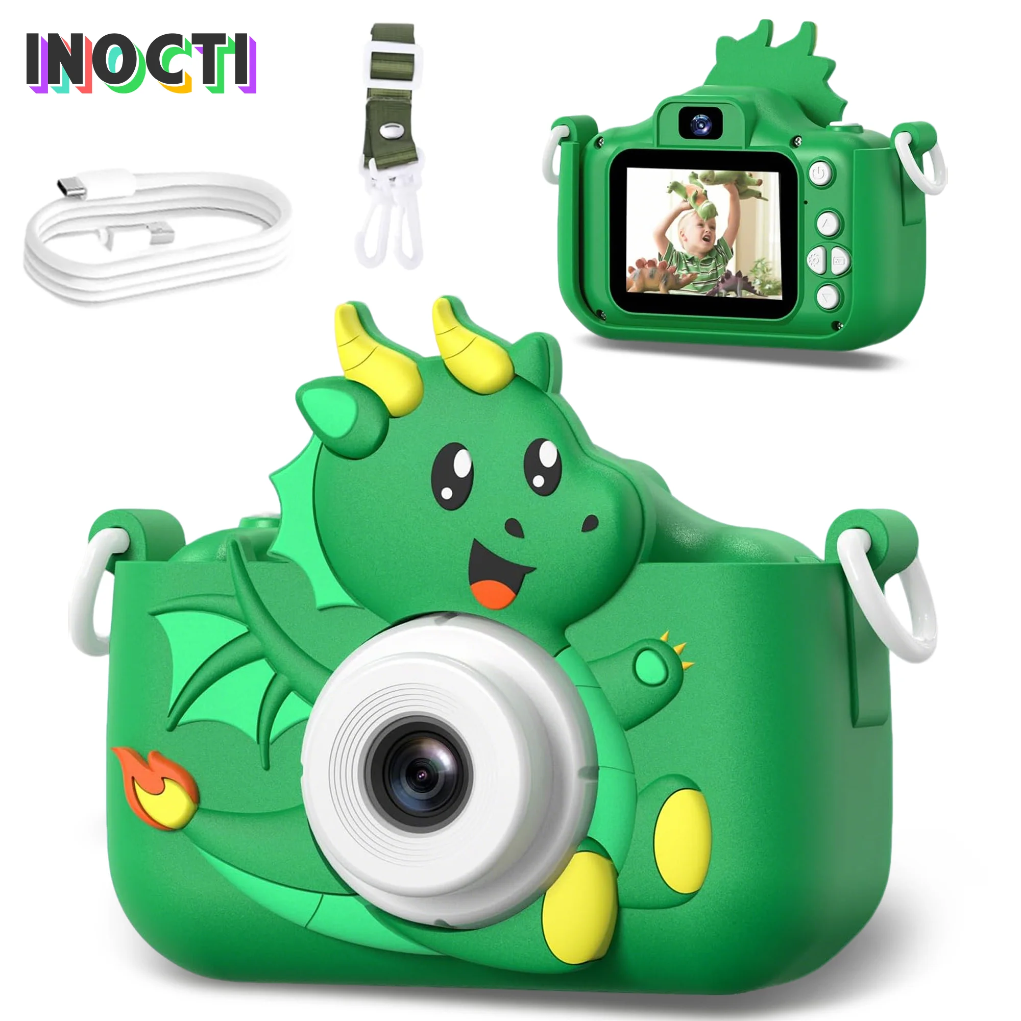 

Kids Camera Digital Video Camera for Children with 2 Inch Screen Green Kids Camera for Girls Boys