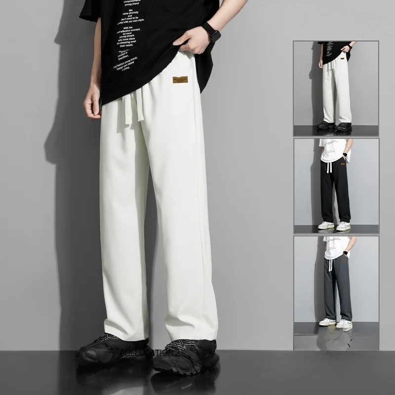 

Summer Men's Straight Leg Pants Drapey Wide Leg Sweatpants American High Street Casual Trousers Teenagers Versatile Sports Pants