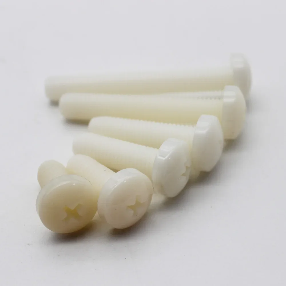 Vite in nylon M2 M2.5 M3 M4 M5 M6 M8 Viti a testa cilindrica Phillips in plastica di nylon bianco Bulloni isolati a testa tonda a croce