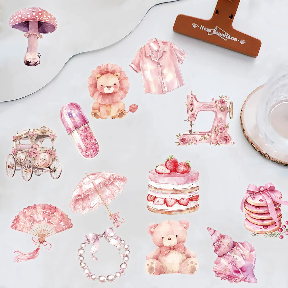 50PCS Pink Light Color Stickers Butterfly Luggage Mysterious Laptop DIY Art Card Waterproof Personality Waterproof PVC Decal ﻿