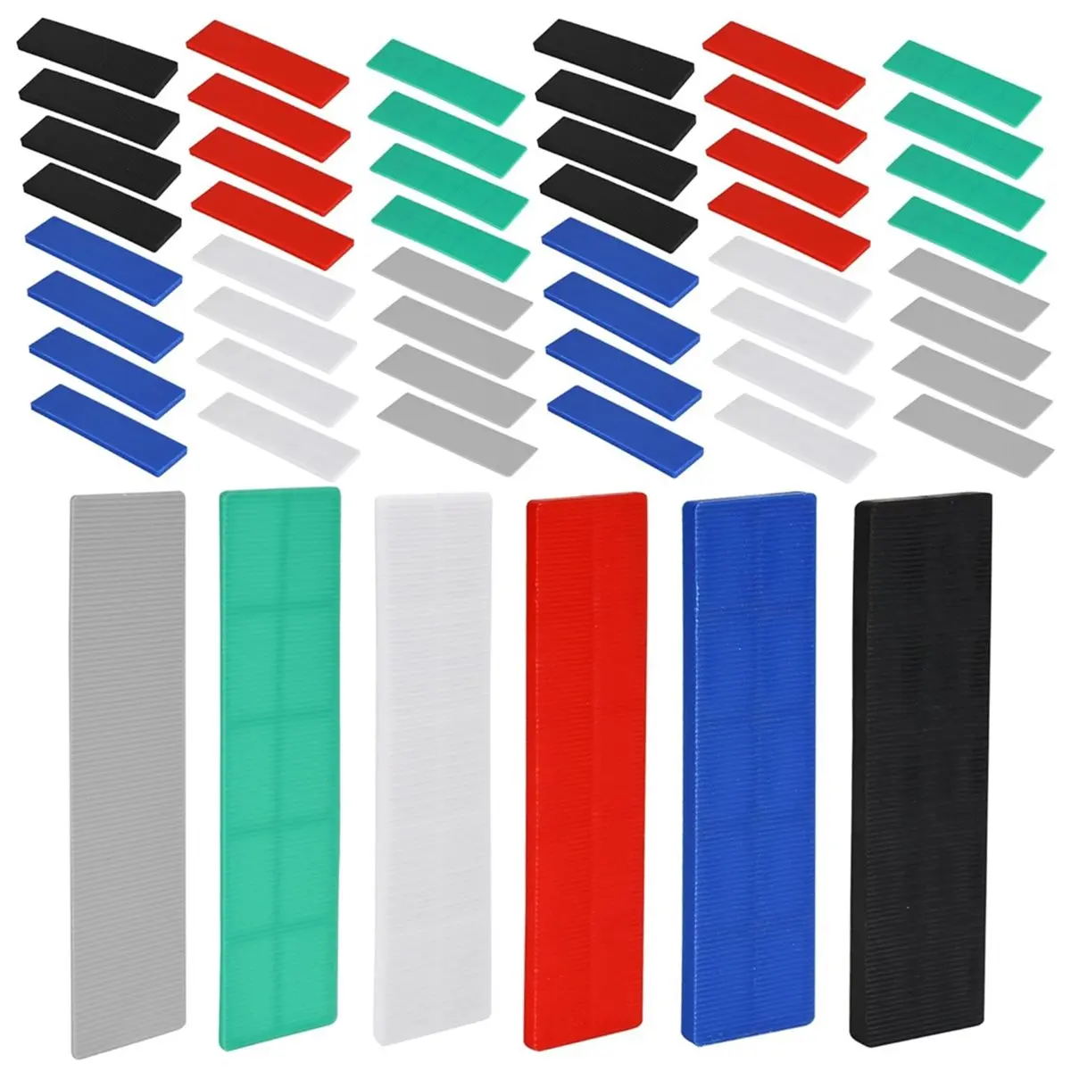 A50U 180 Pcs Plastic Shims for Leveling, Composite Shims, Furniture Flat Shim, Thickness 3/64, 5/64,1/8,5/32,13/64,15/64 Inch