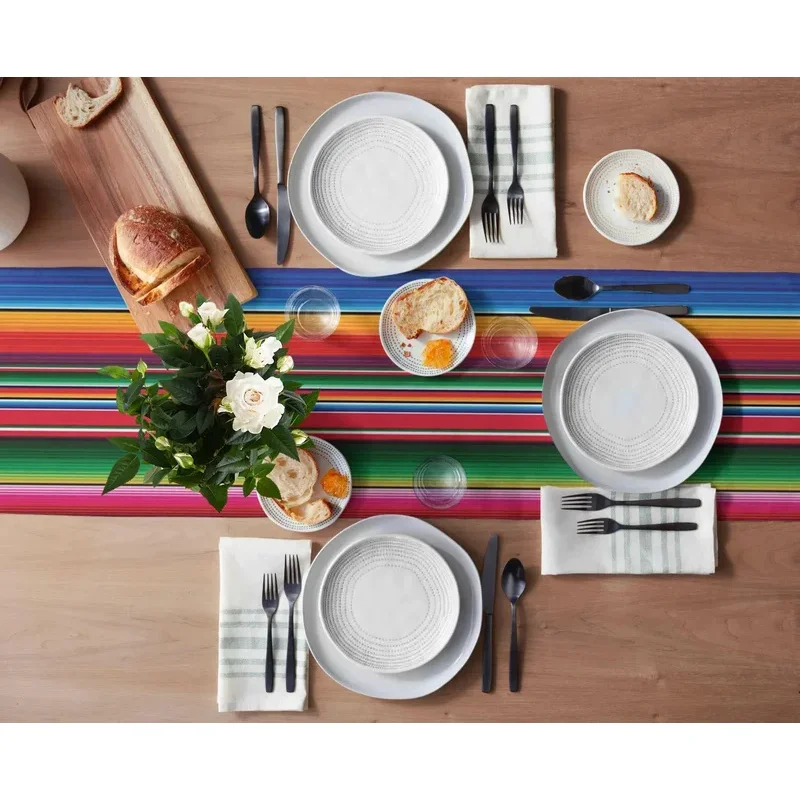 VIKAMA Bandera de Mesa Mexicana, Mantel Individual Colorido con Rayas de Sarape, Decoración de Mesa para Celebración del Día de Muertos y Carnaval