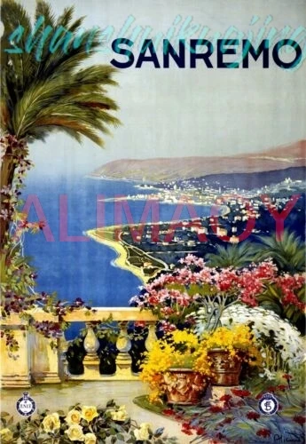 SAN REMO Vintage Italia cartel de turismo de viaje italiano placa de letrero de Metal Pub Bar