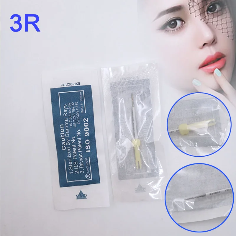 50pcs Dermograph 1R Original USA Mosaic Tattoo Machine Pen Needle Agulhas 1 Prong For Permanent Makeup Eyebrow & Lip