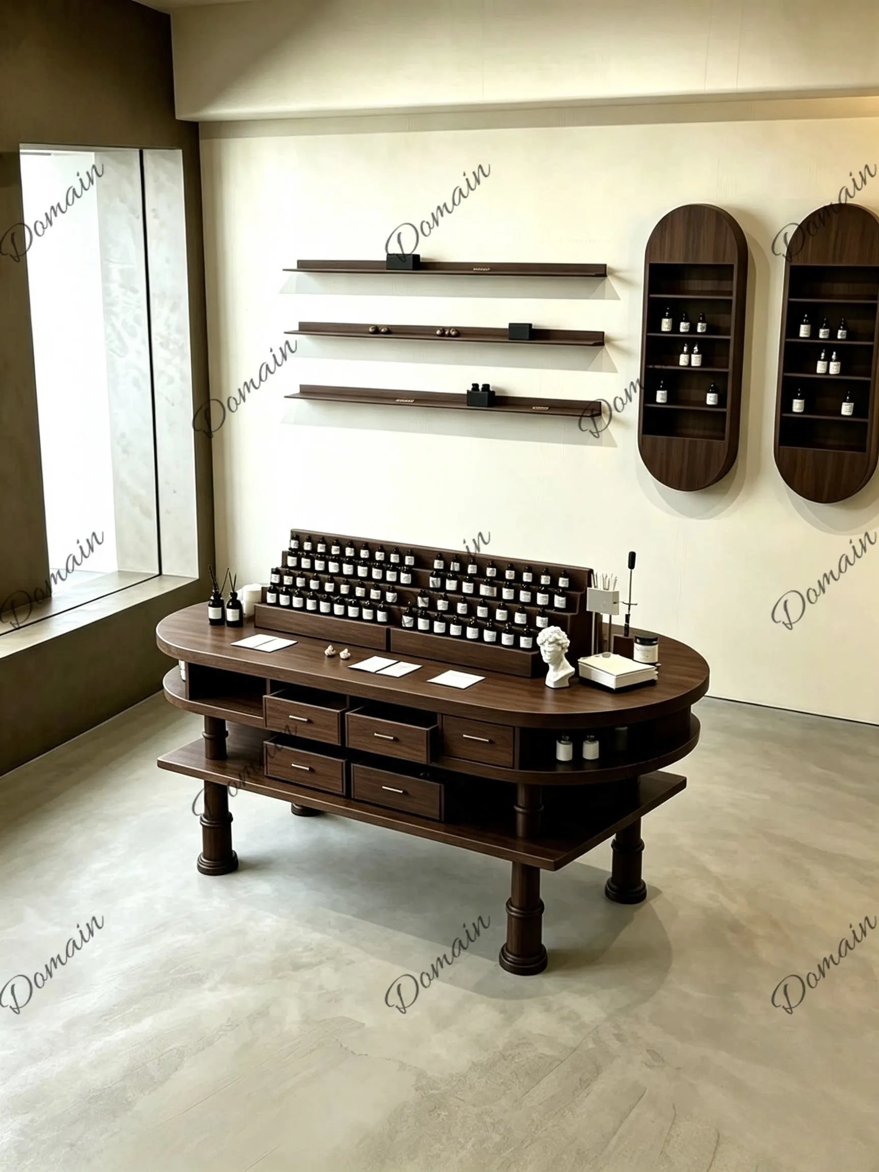 Fragrance antique essential oil display stand Solid wood Nakajima display stand Perfume display case