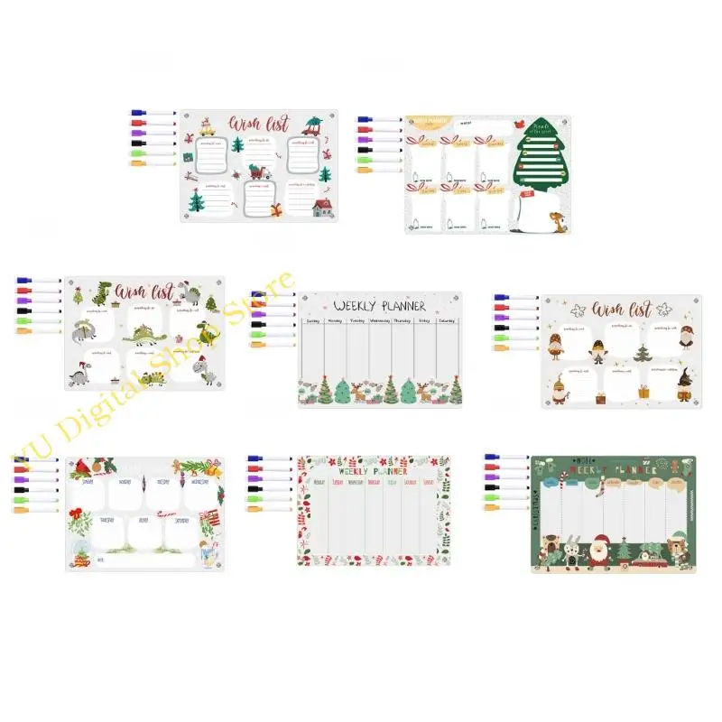 96BA Fridge Calendar Weekly Planner Calendar Whiteboard To-do-list Board for Fridge Grocery Shopping List