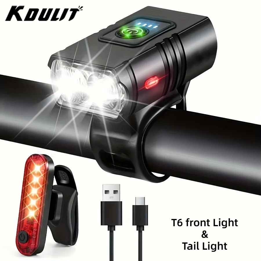 Lampe avant de vélo rechargeable par USB avec affichage de puissance, éclairage LED étanche pour vélo, phare de vélo, lampe torche, accessoires de cyclisme