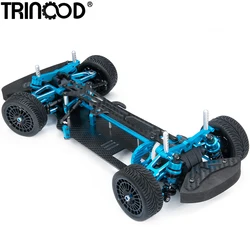 TRINOOD Zestaw ramy podwozia z metalu i włókna węglowego do części samochodowych Tamiya TT01 w skali 1/10 RC High Perfumince On Road Drift