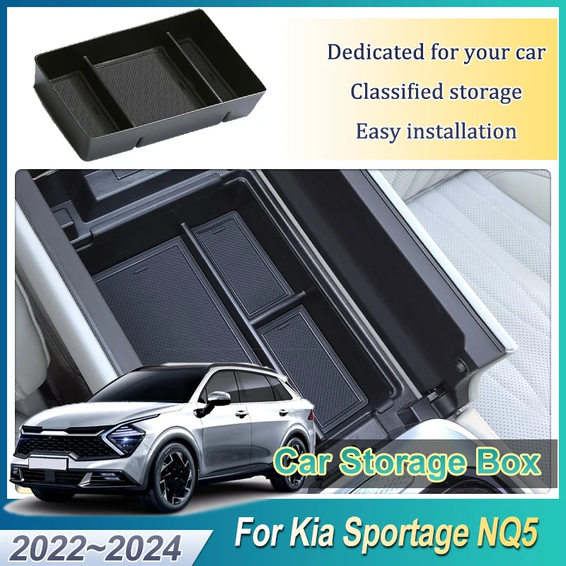 Car Central Armrest Box For Kia Sportage NQ5 5 2022 2023 2024 Interior Console Containers Organizer Storage Box Auto Accessories