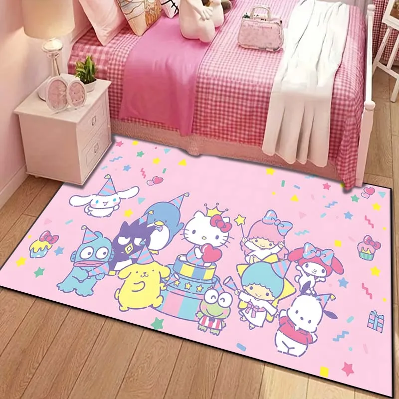 Sanrio Family Kuromi Cinnamoroll Pattern Living Room Bedroom Carpet Bedside Bathroom Floor Mat Kid\'s Room Play Mats Area Rug