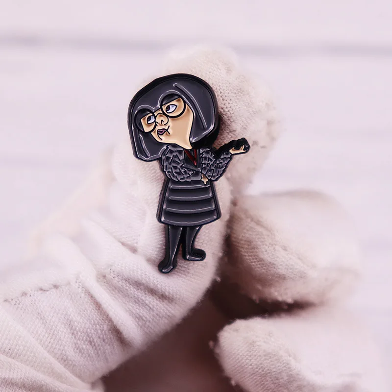 The Incredibles Enamel Pin Edna Mode Brooch Lapel Pins Badge on Backpack Clothing Accessories Fashion Jewelry Friends Fans Gift