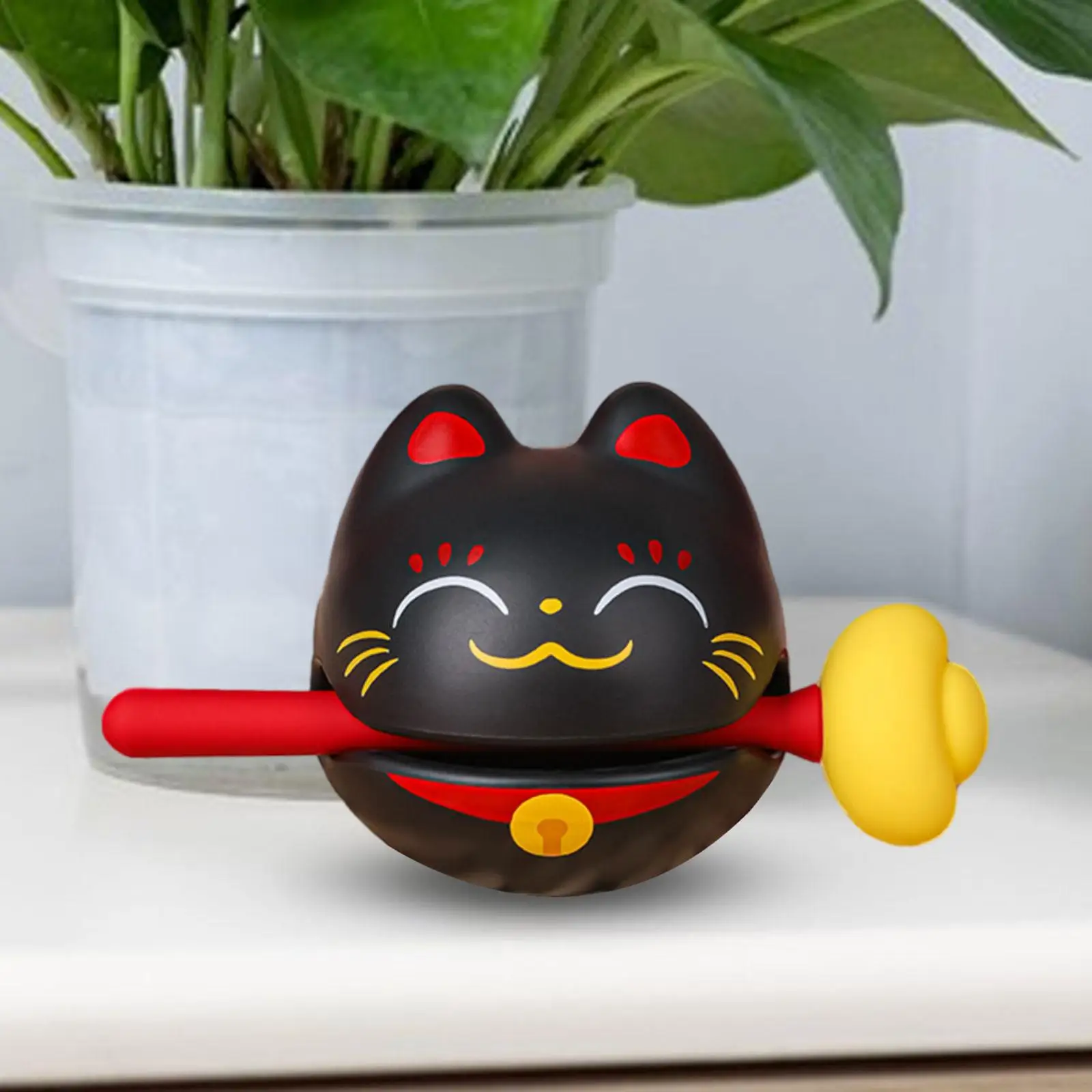 Wooden Fish Buddhist Percussion Instrument Spring Festival ,Cute Ornament Portable Traditional Mokugyo with Mallet for Office