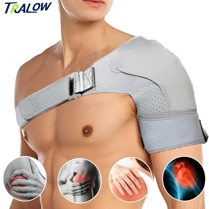 

TRALOW Unisex Adjustable Shoulder Support Brace for Left Right Sides-for Pain,Strain,Dislocation Relief,Stability Protection