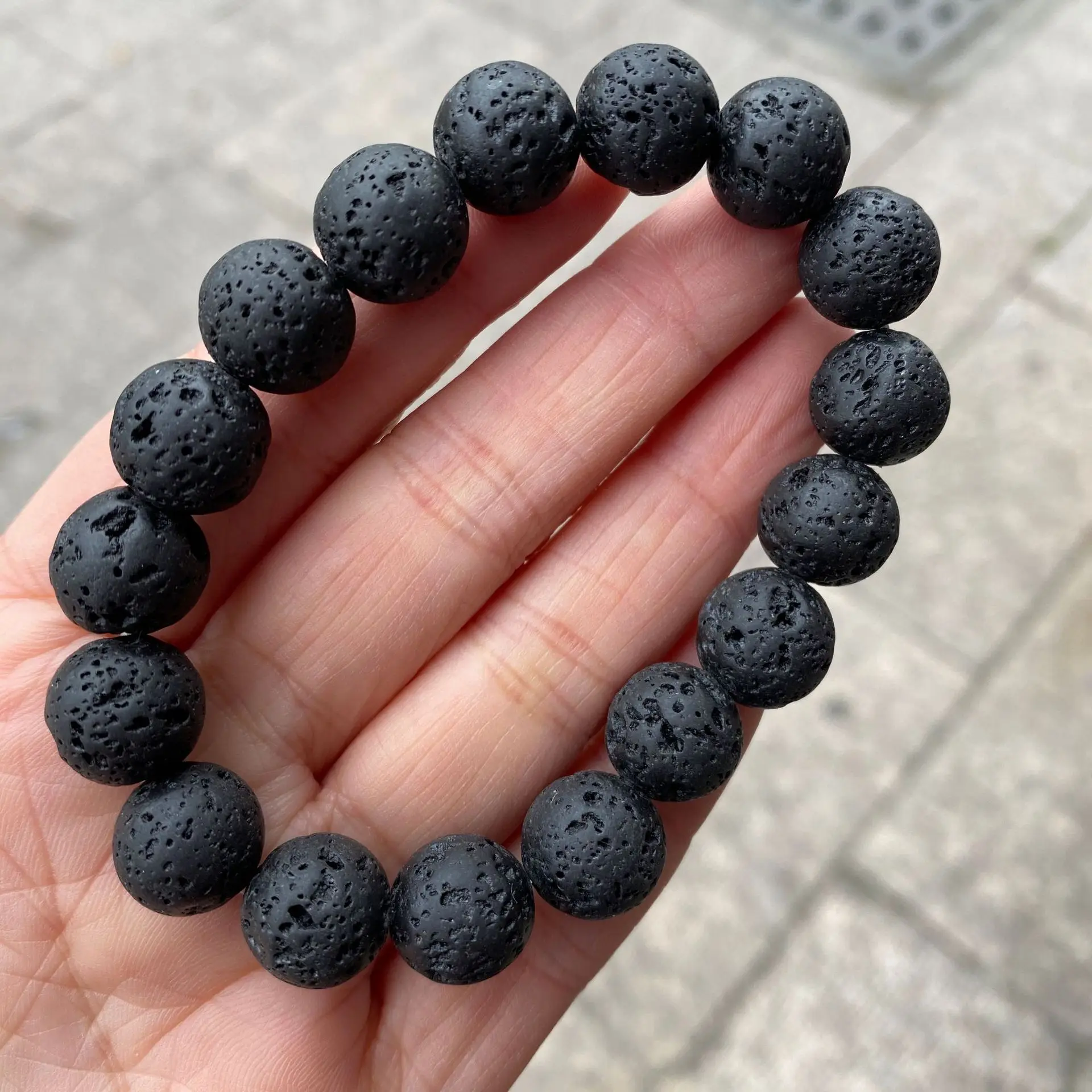 6/8/10/12MM Beads Stretch Bracelet for Women Men Natural Volcanic Lava Stone Charm Bracelets Jewelry Energy Yoga Pulsera Hombre