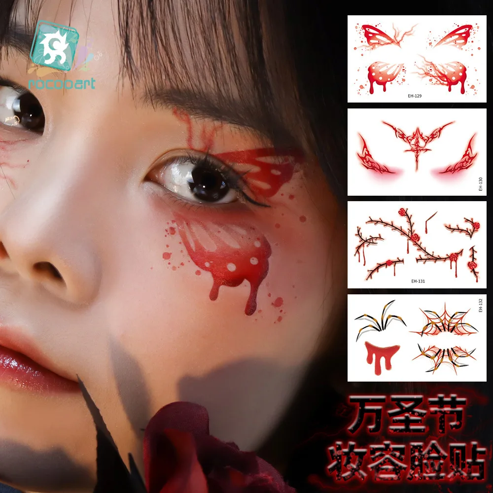 

Татуировки на Хэллоуин, водонепроницаемые татуировки для макияжа лица, шрамы, страшные, забавные, вечерние, модный макияж, имитация шрамов