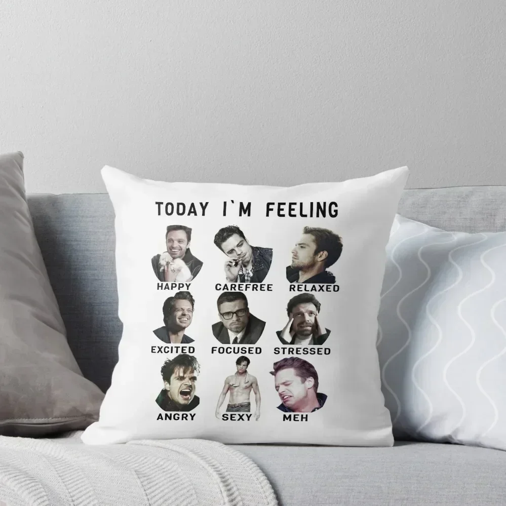 Sebastian Stan - Funny Feelings - Bucky Barnes - Signature Throw Pillow Pillowcase Room decorating items pillow