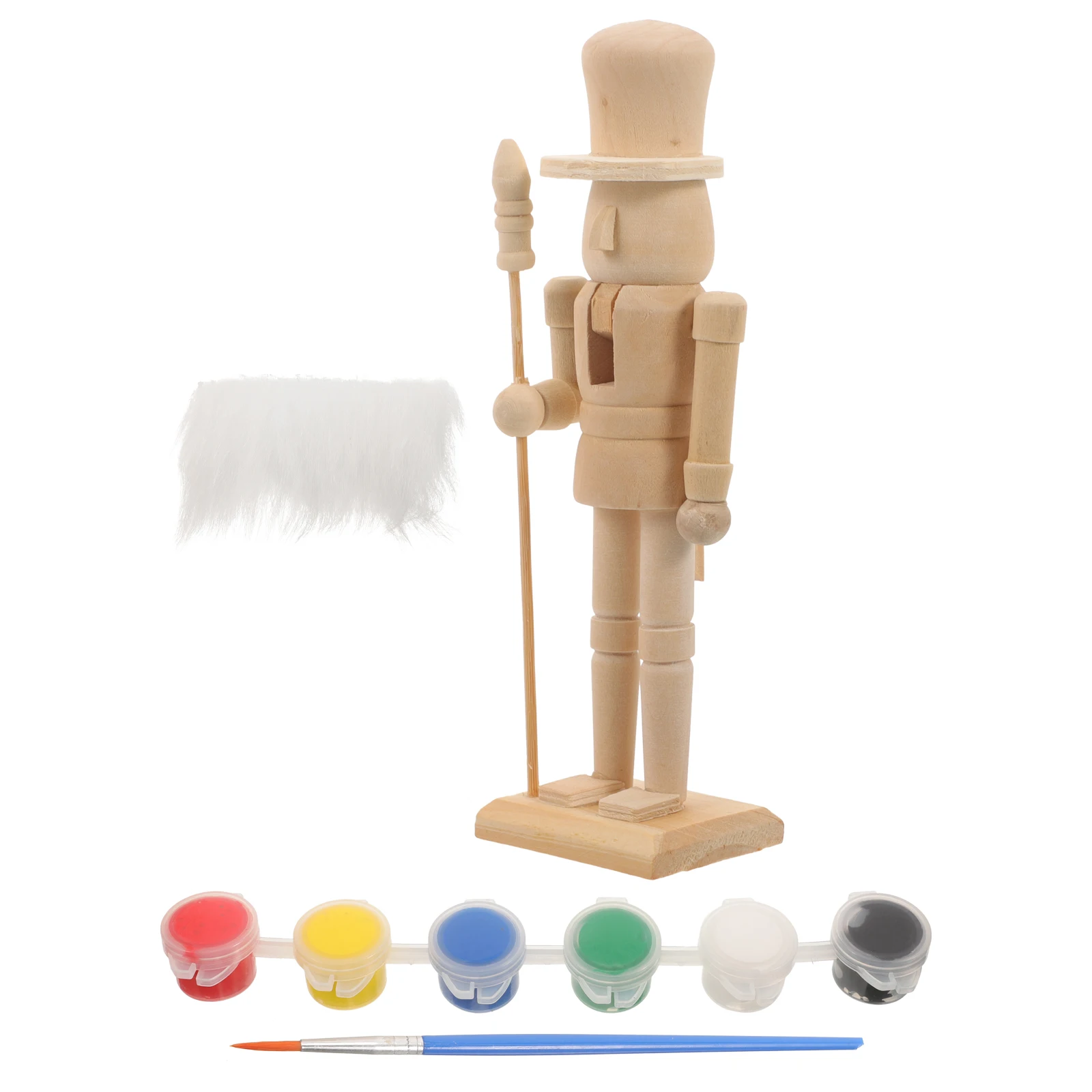 Painted Puppet Set Nutcrackers Paintable Crafts Blank DIY Ornament Decorate Man