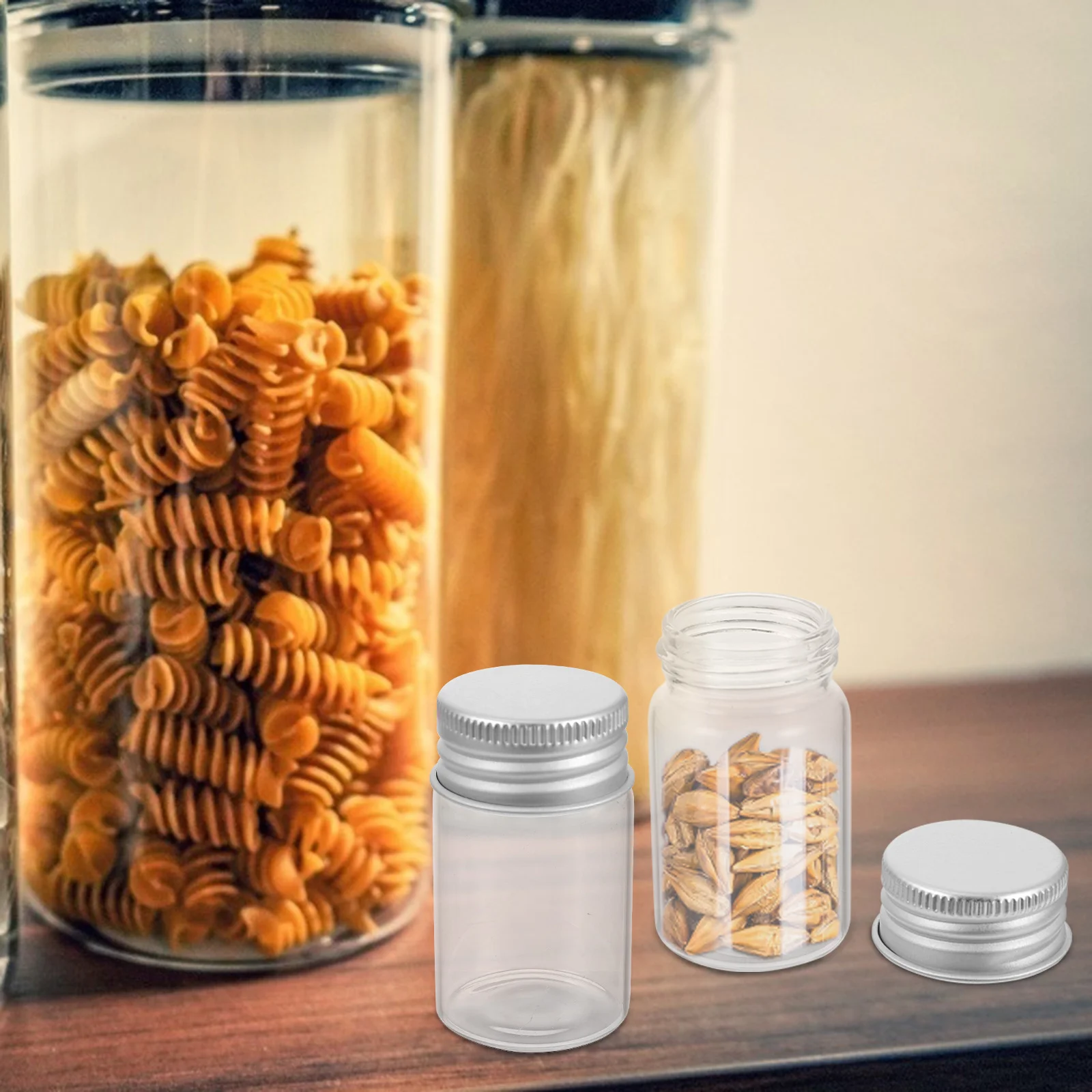 

50 Pcs Science Bottles Clear Glass Sample Transparent Vial with Lid Lids Laboratory