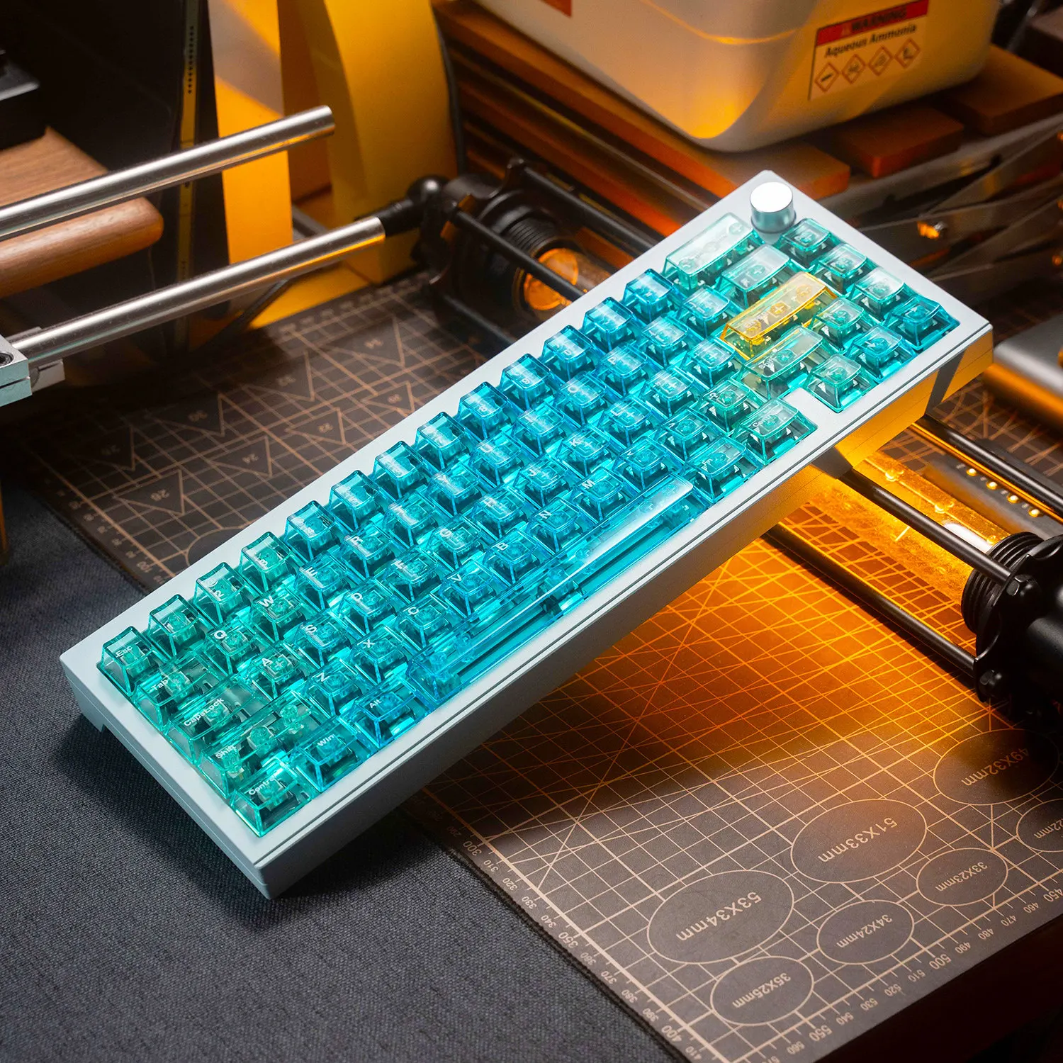 Clear Blue Fog Transparent keycaps Cherry Profile UV pad print PC Keycaps For MX 61/64/87/96/104/108 Mechanical Keybord