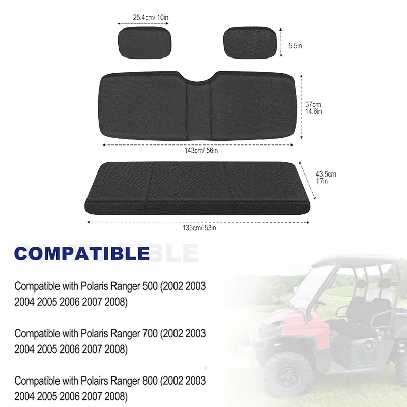 UTV Bench Seat Cover Waterproof Seat Protector Scratch-Resistant For Polaris Ranger 500 700 800 2002-2008 UTV Accessories