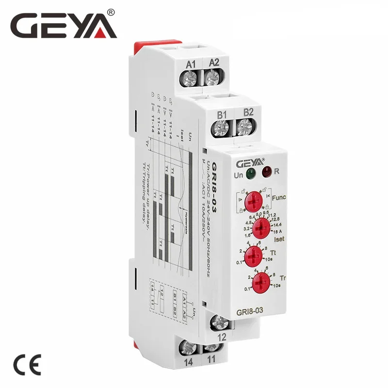 

GEYA GRI8-03/04 Over Current or Under Current Adjustable Relay 0.05A 1A 2A 5A 8A 16A Current Relay