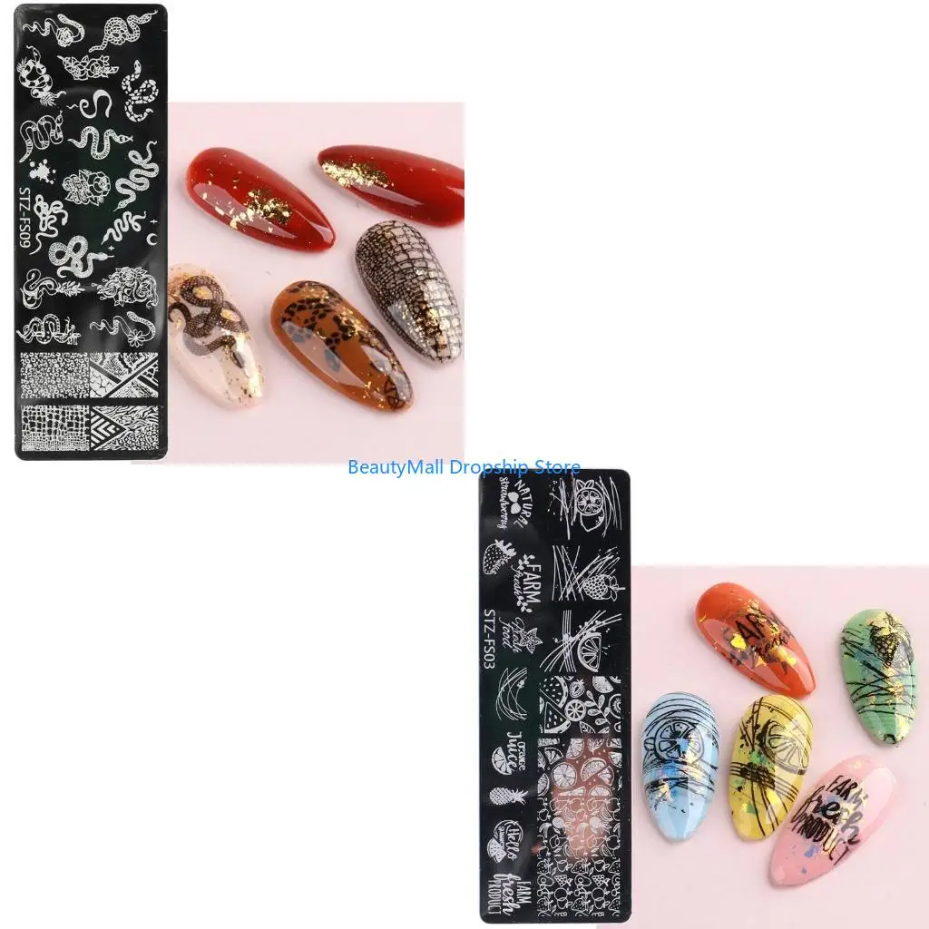 40JD Snowflake Fruit Stamp Stamping PlStainless Steel Nails Template for Image P