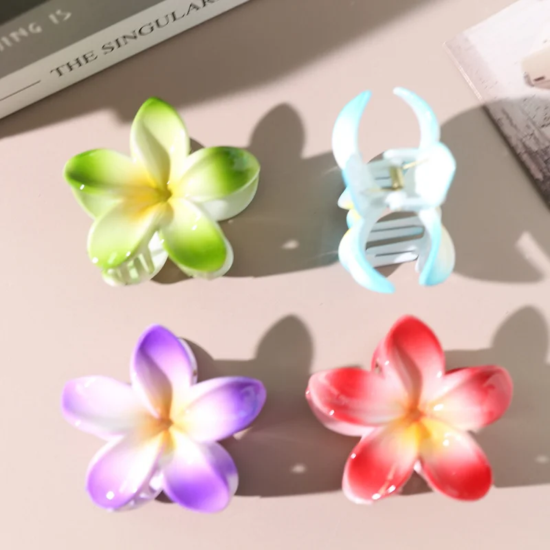 Fermaglio per capelli con fiore squisito di fascia alta Plumeria in colore sfumato
