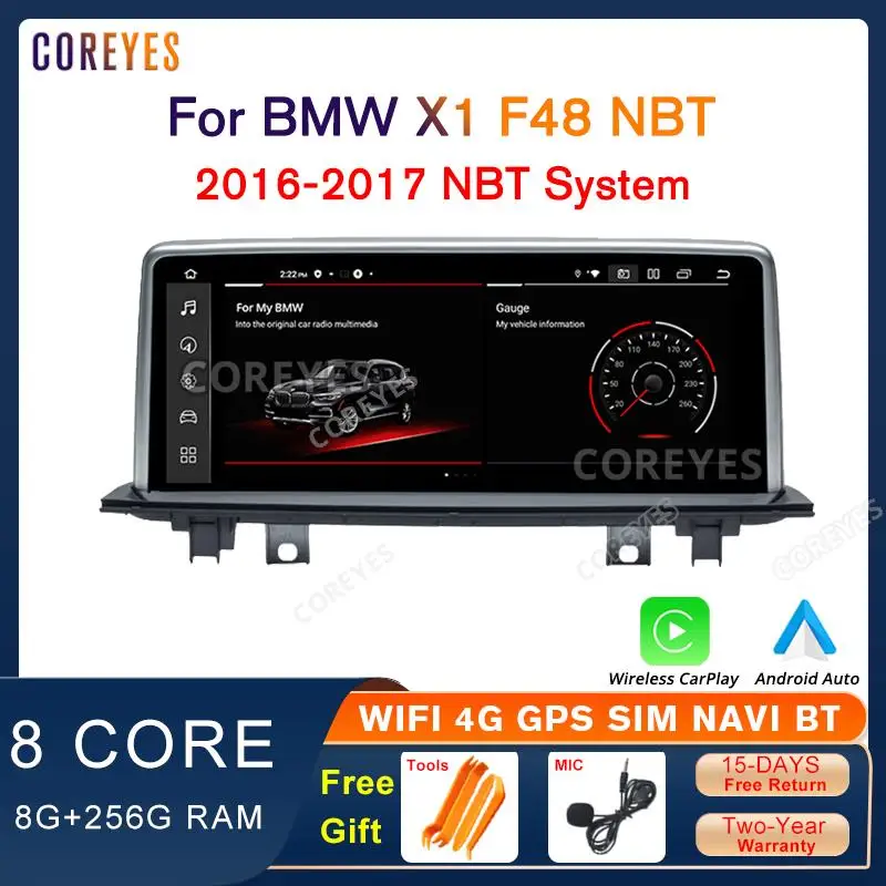 

COREYES 8G+256G 10.25" For BMW X1 F48 NBT 2016-2017 Car Radio Carplay Android Auto Car Stereo Multimedia Player GPS Android12