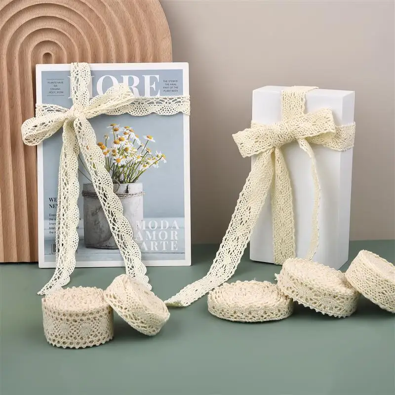 5 ياردة القطن الدانتيل تقليم الشريط البيج للخياطة خليط القطن الكروشيه الدانتيل DIY بها بنفسك الملابس فستان الخياطة شريط قماش